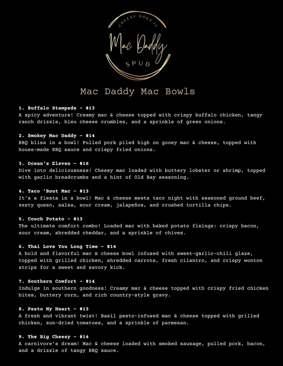 Mac Daddy Spuds Menu Part 2